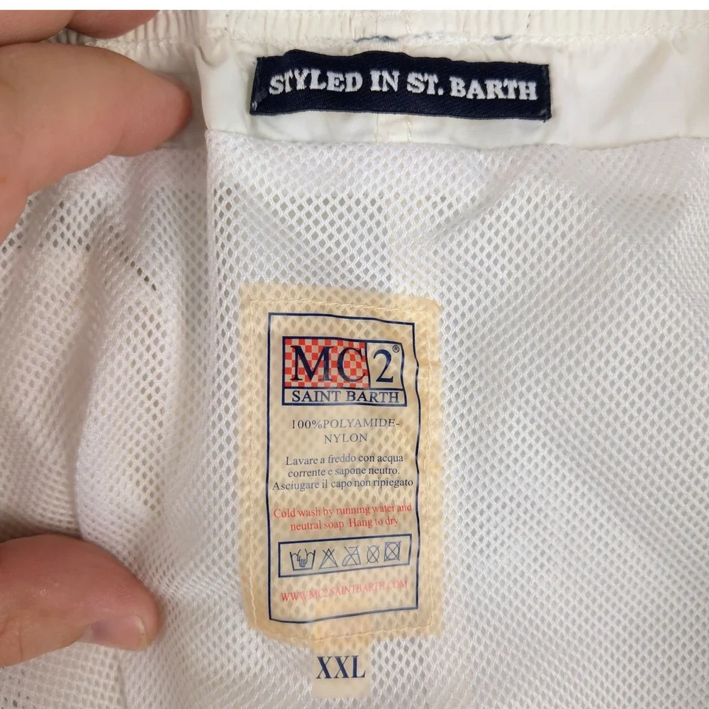 MC2 Saint Barth‎ Mens Swim Trunks White Board Shorts XXL Luxury Beachwear